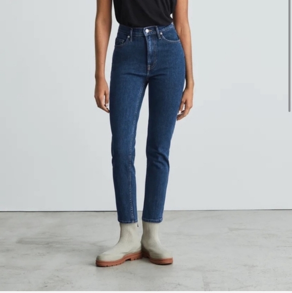 Everlane Denim - Everlane Dark Wash Rigid Denim Skinny / Slim Straight Jeans Sz 29 Ankle